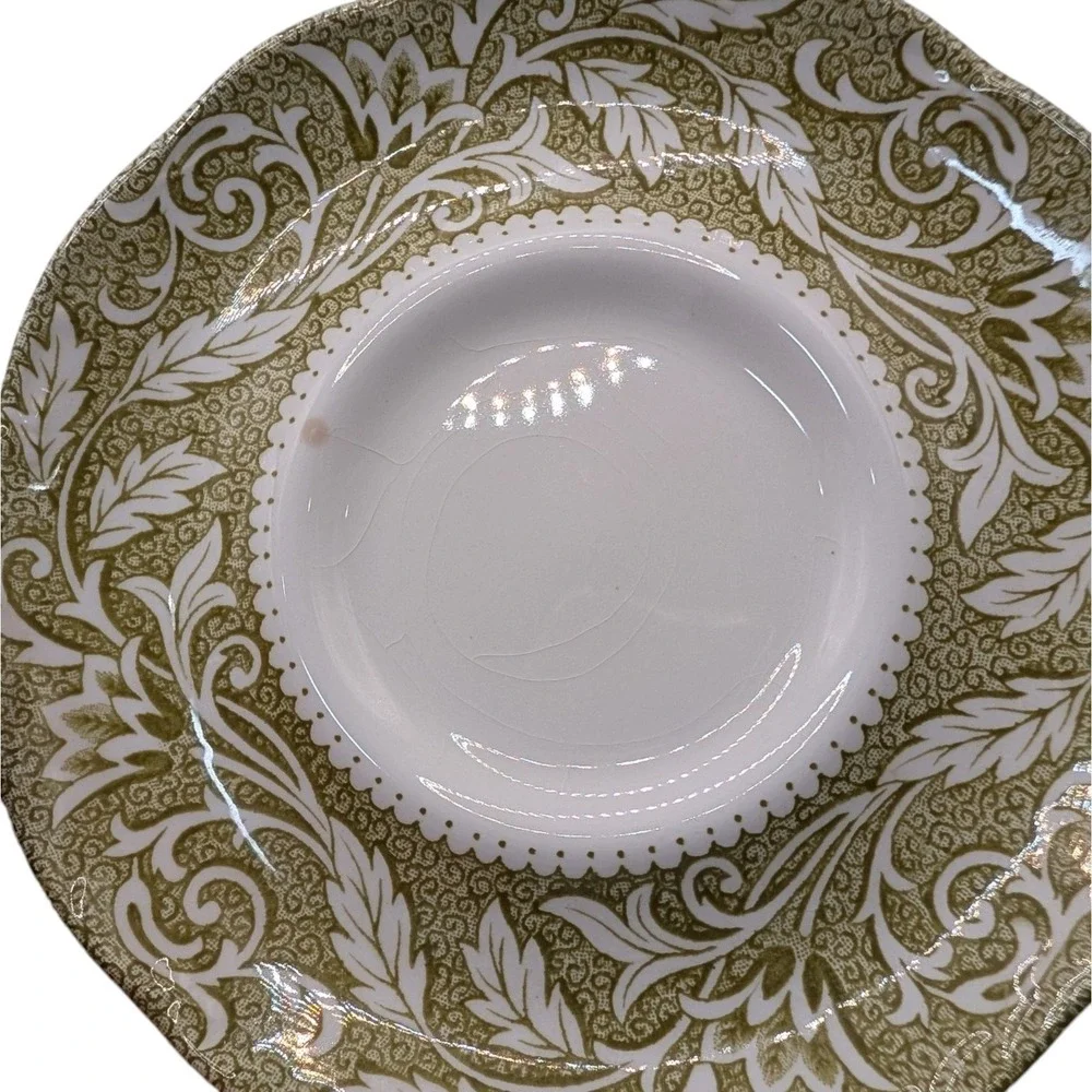J G Meakin Teacups Saucers Renaissance‎ Green English Ironstone Set of Two SEE